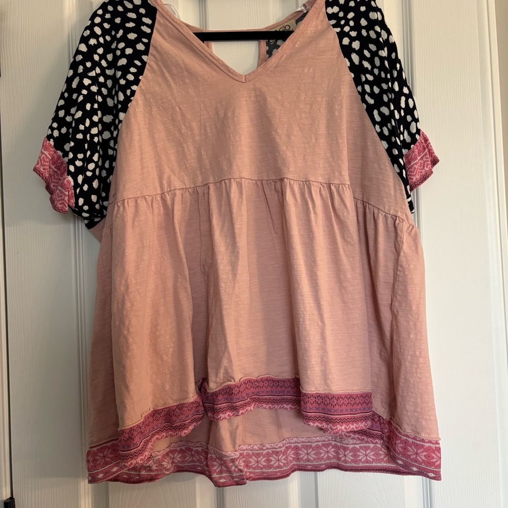 Pink and Black Women's Top